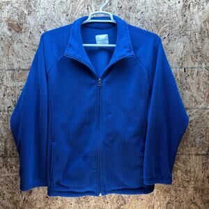 Blair Polyester Blue Solid Long Sleeve Fleece Jacket Womens XL